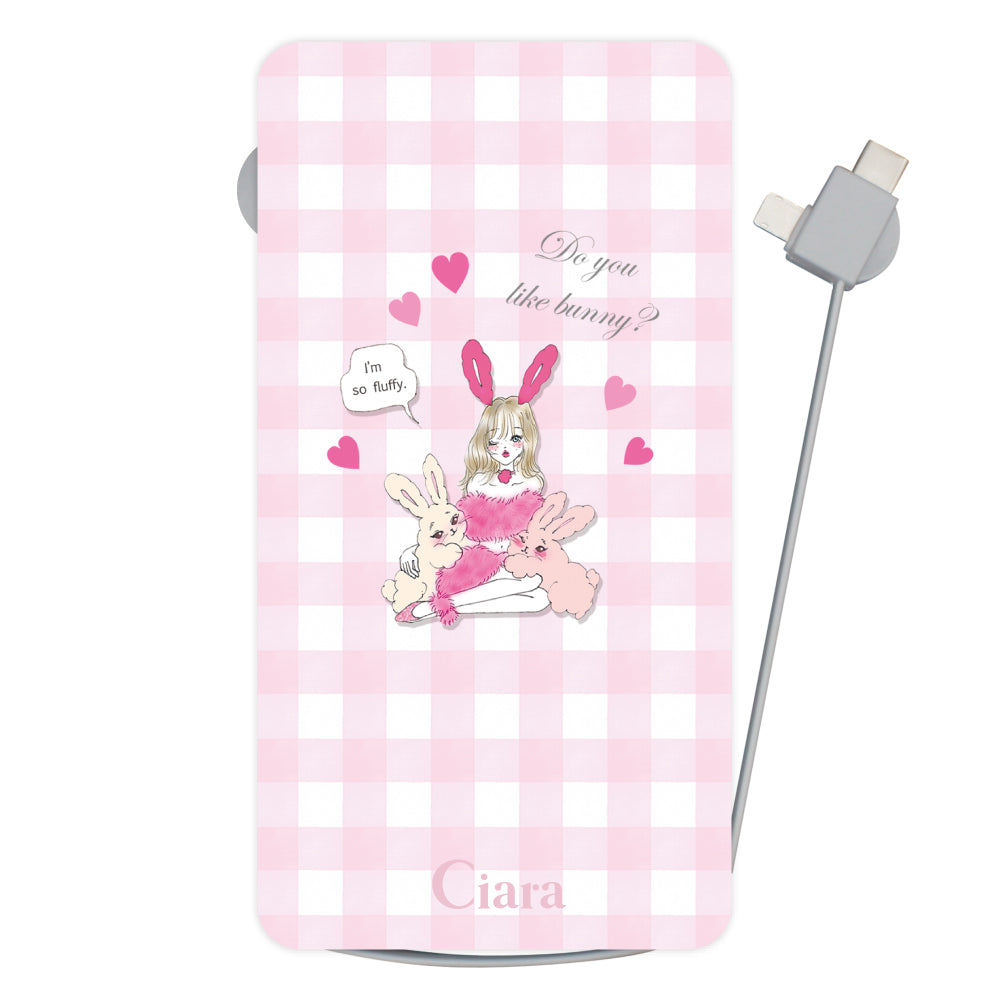 モバイルバッテリー モバイルバッテリー バニーガール ピンクチェック