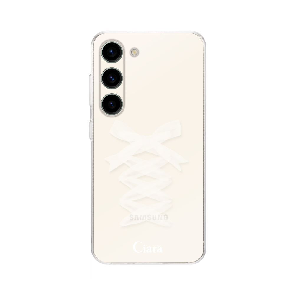 GalaxyS23ケース クリアケース レースアップリボン ホワイト