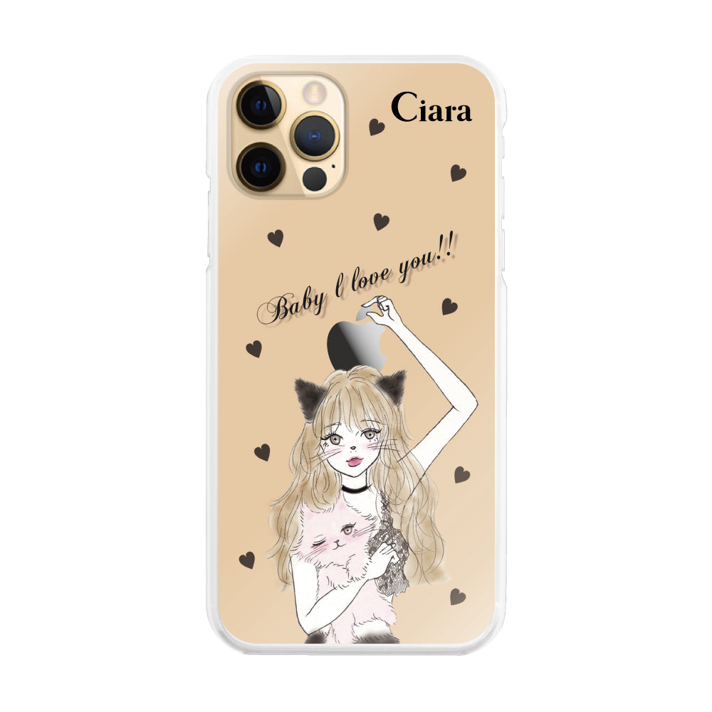 iPhone11ProMax ハイブリッド クリアケース ブラックキャットガール クリア