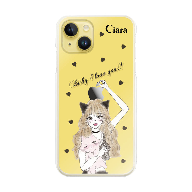 iPhoneケース ハイブリッド クリアケース ブラックキャットガール