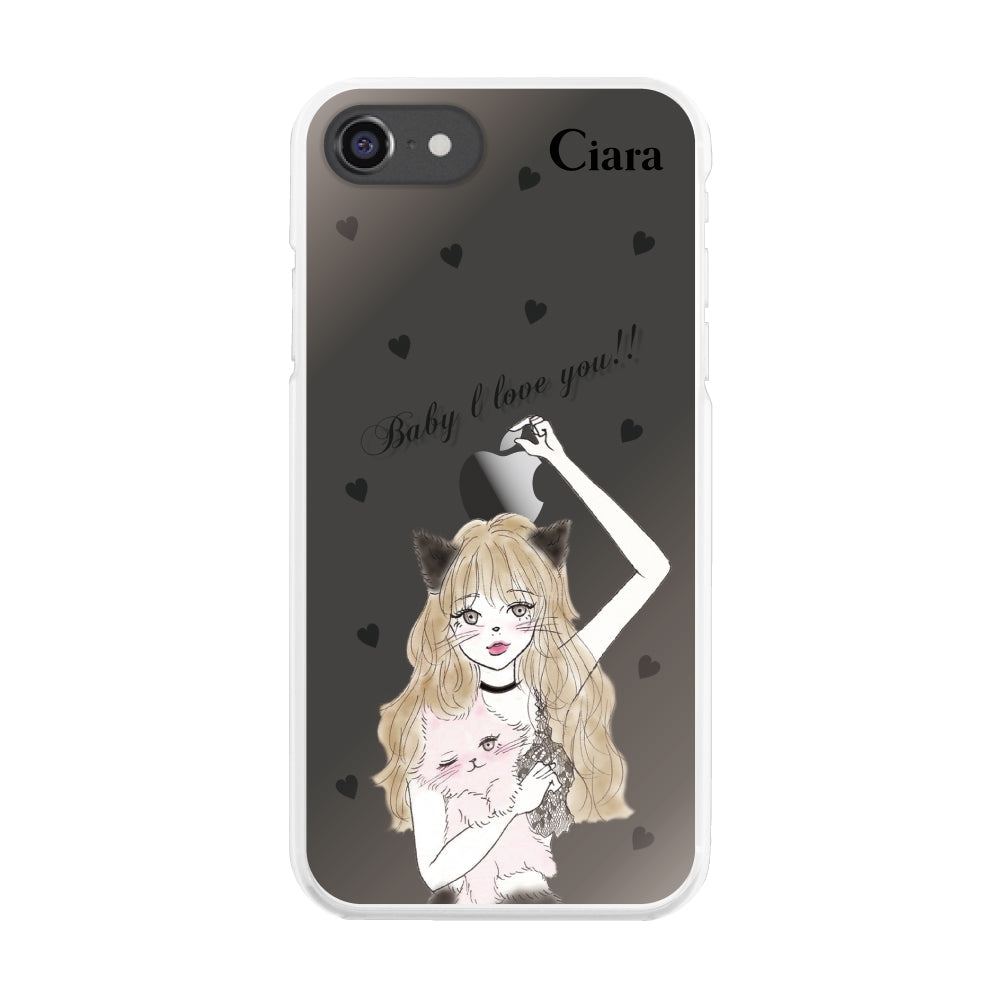iPhone7/8 ハイブリッド クリアケース ブラックキャットガール クリア