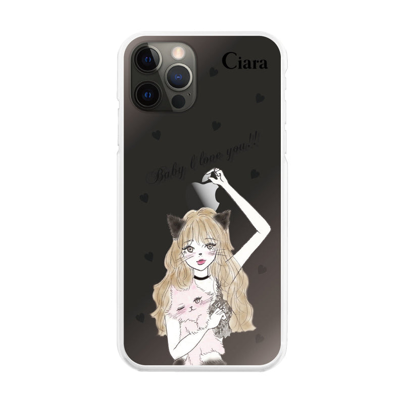iPhoneケース ハイブリッド クリアケース ブラックキャットガール