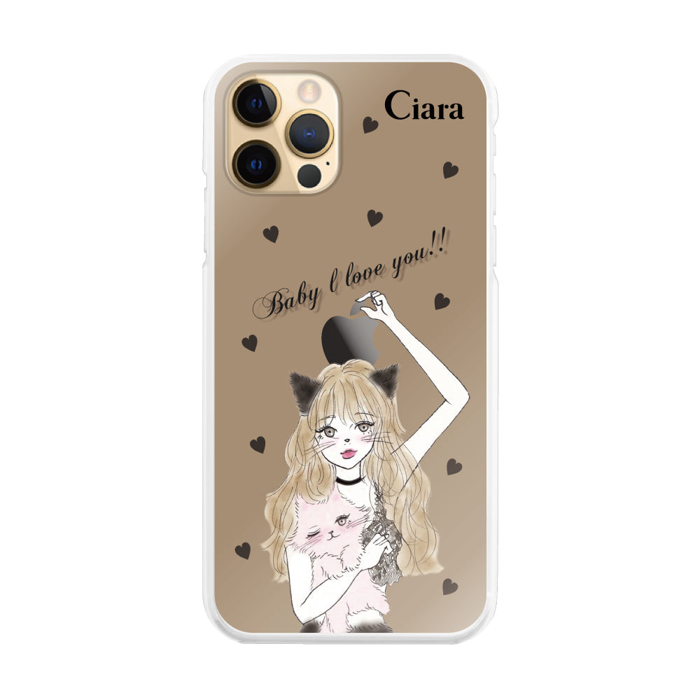 iPhone11Pro ハイブリッド クリアケース ブラックキャットガール ブラック