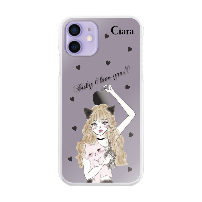 iPhoneケース ハイブリッド クリアケース ブラックキャットガール