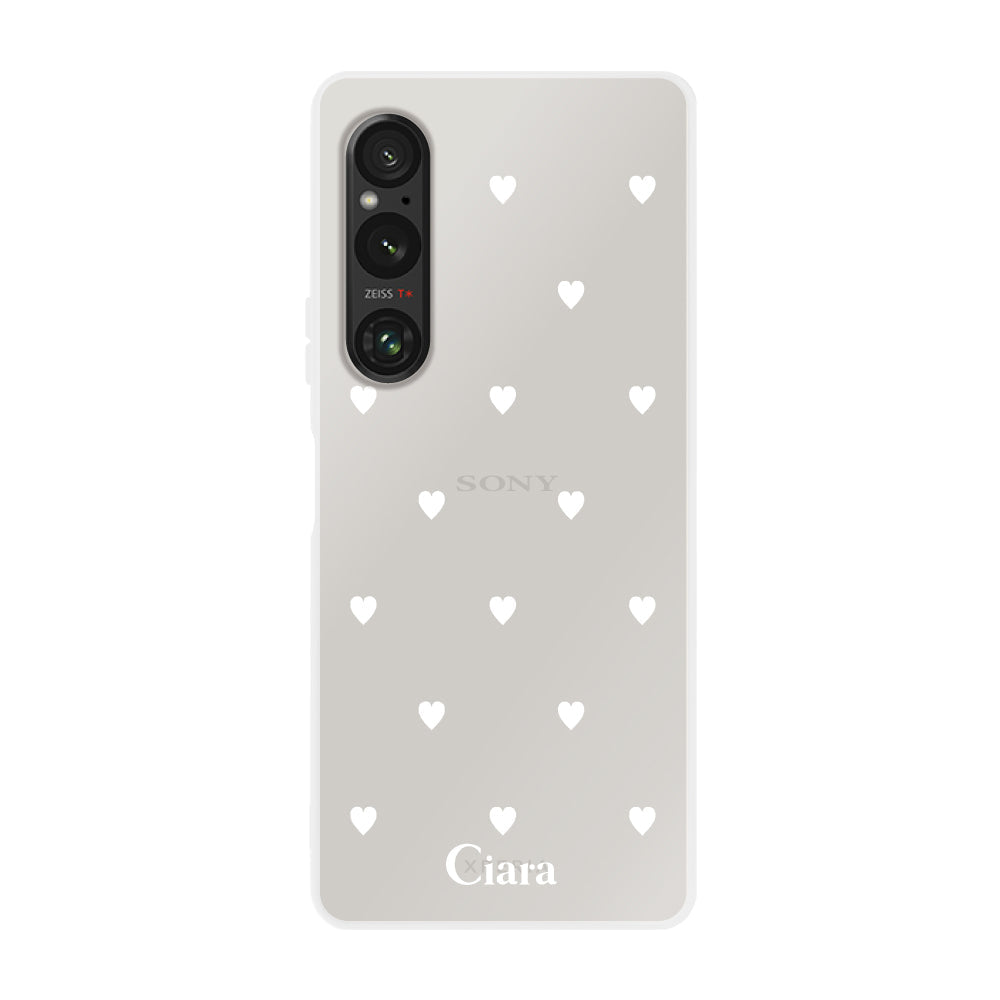Xperia1Ⅴケース クリアケース スウィートハート ホワイト