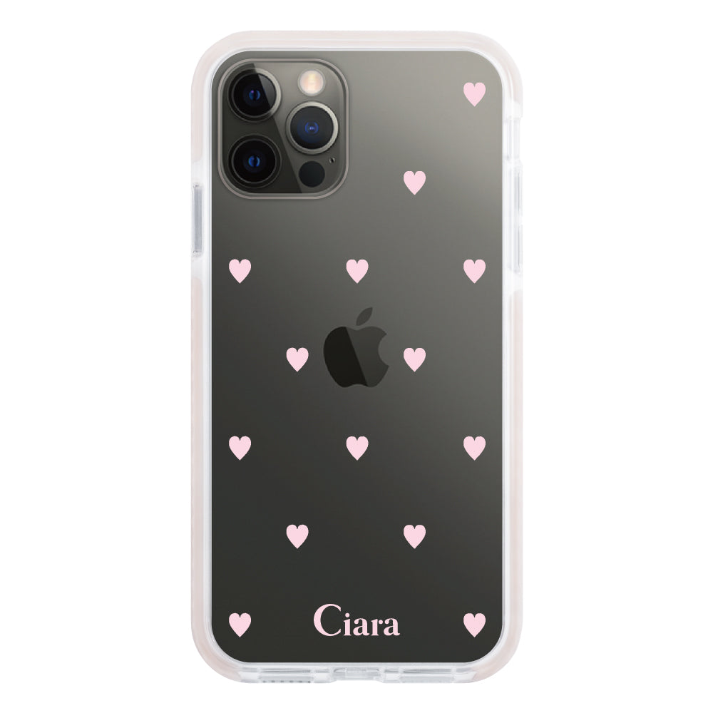 iPhoneX/XSケース クッションバンパー 耐衝撃クリアケース スウィートハート ピンク