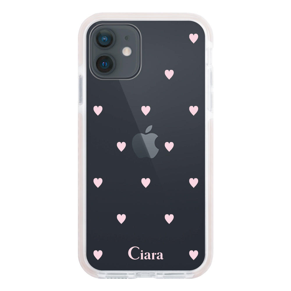 iPhoneXRケース クッションバンパー 耐衝撃クリアケース スウィートハート ピンク
