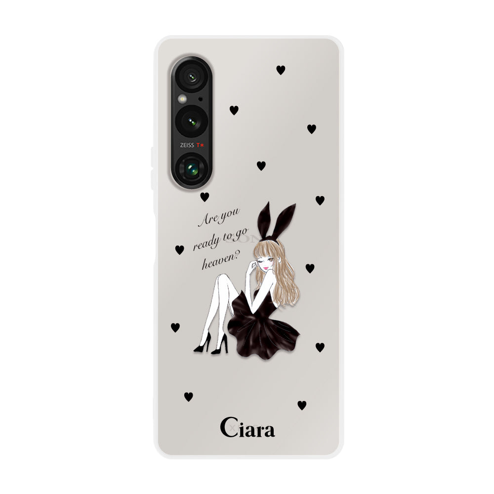 Xperia1Ⅴケース クリアケース ブラックバニー クリア