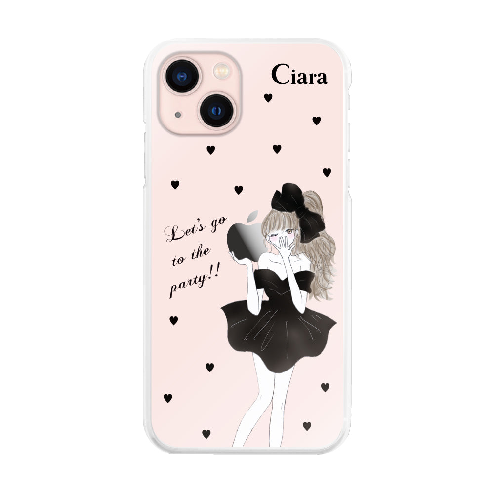 iPhone13 ハイブリッド クリアケース ブラックリボン クリア