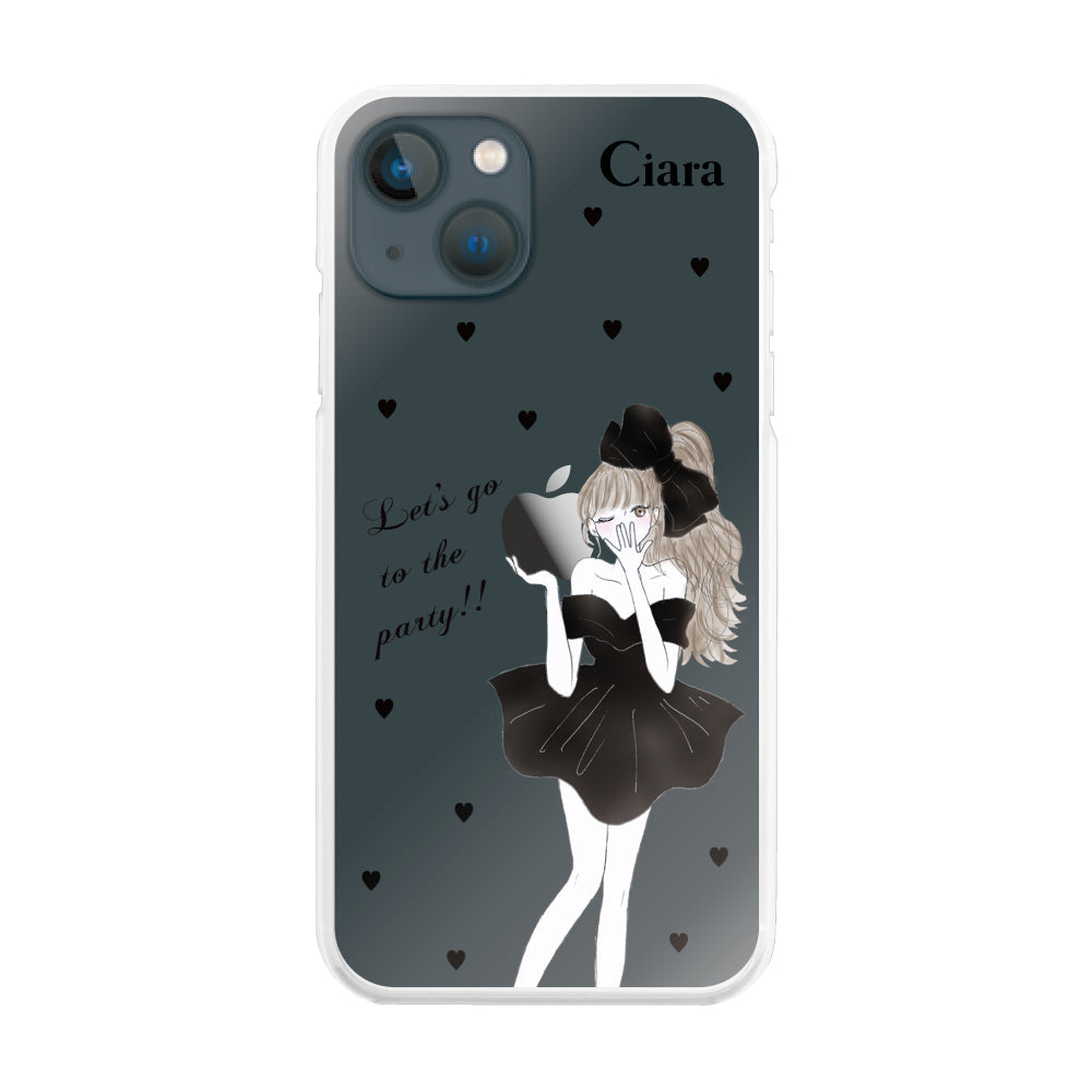 iPhone13mini ハイブリッド クリアケース ブラックリボン クリア