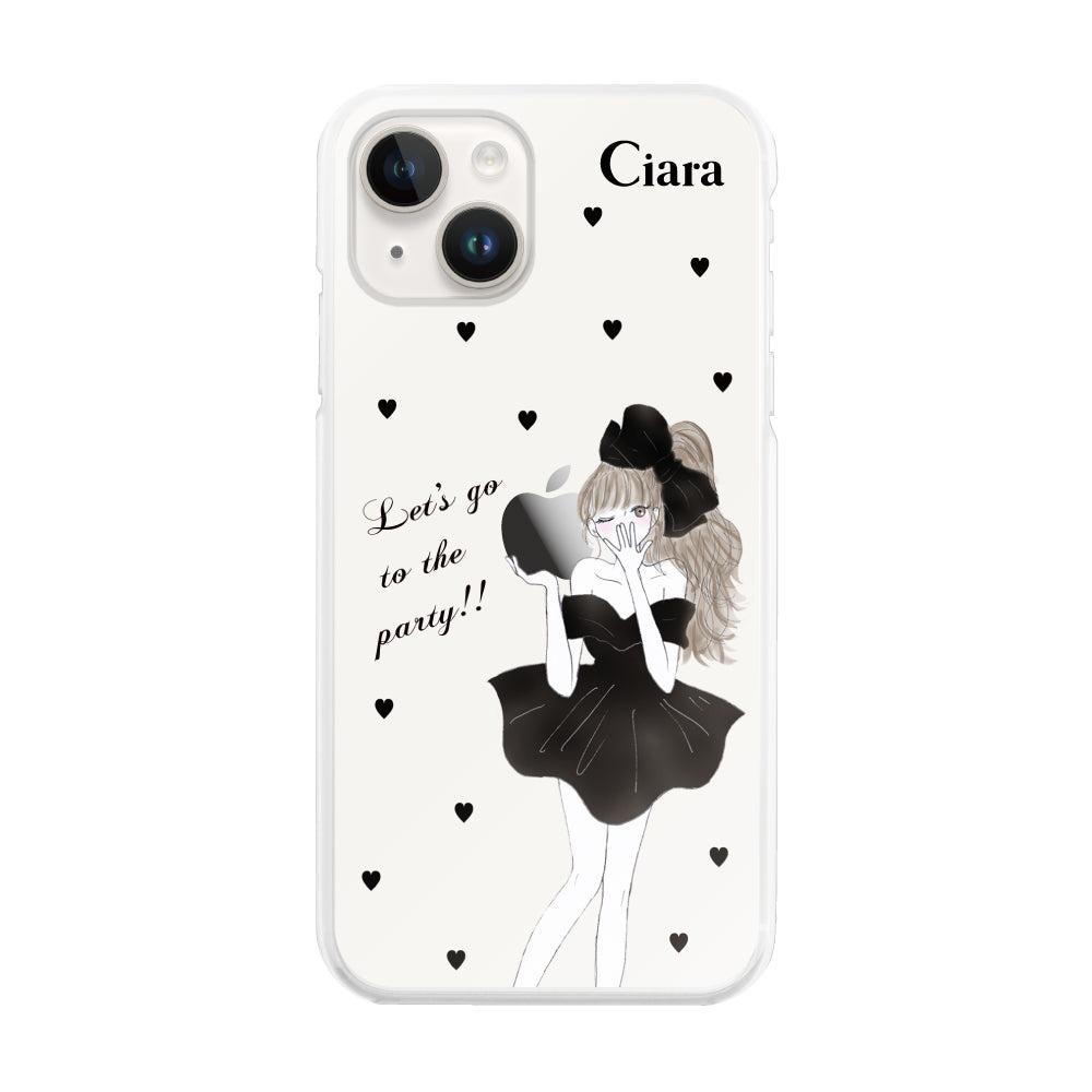 iPhone14 ハイブリッド クリアケース ブラックリボン クリア