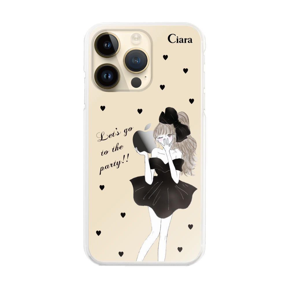 iPhone14Pro ハイブリッド クリアケース ブラックリボン クリア