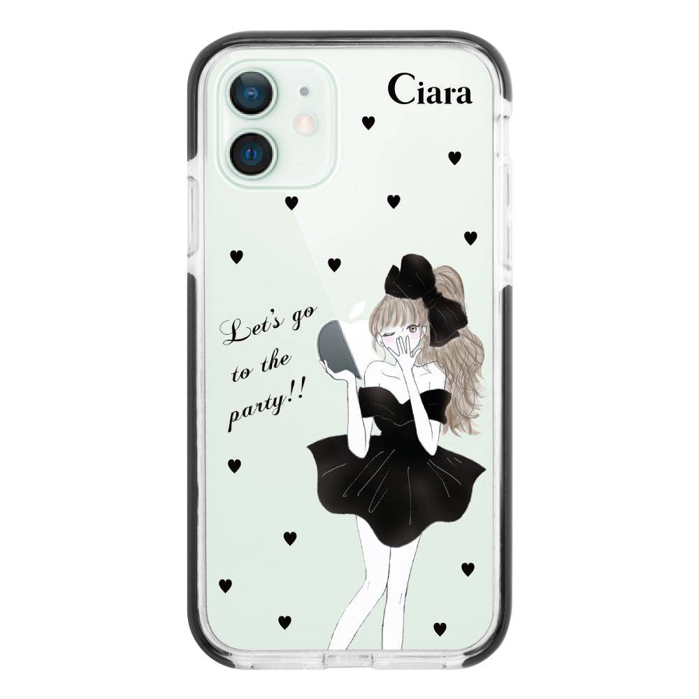 iPhone12miniケース クッションバンパー 耐衝撃クリアケース ブラックリボン クリア