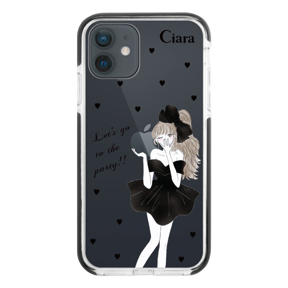 iPhoneXRケース クッションバンパー 耐衝撃クリアケース ブラックリボン クリア