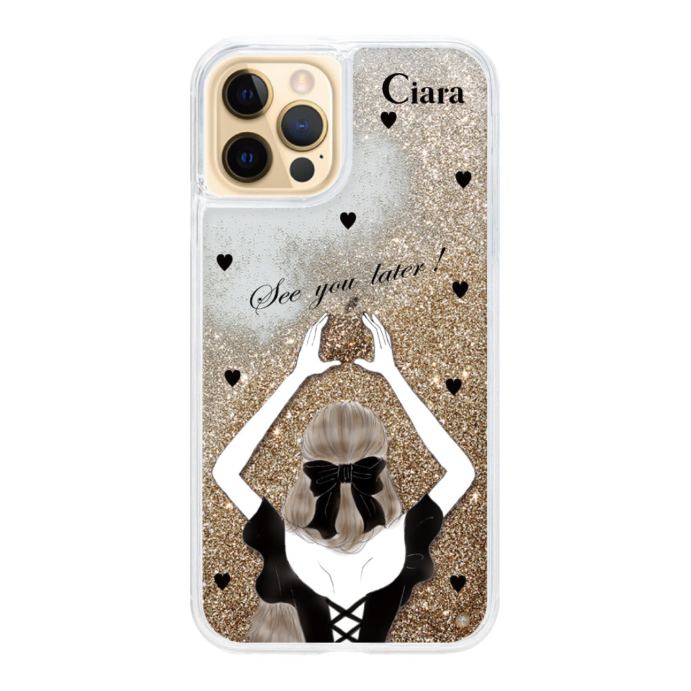 iPhone11ProMax グリッター オイルクリアケース ブラックバックショット ゴールド