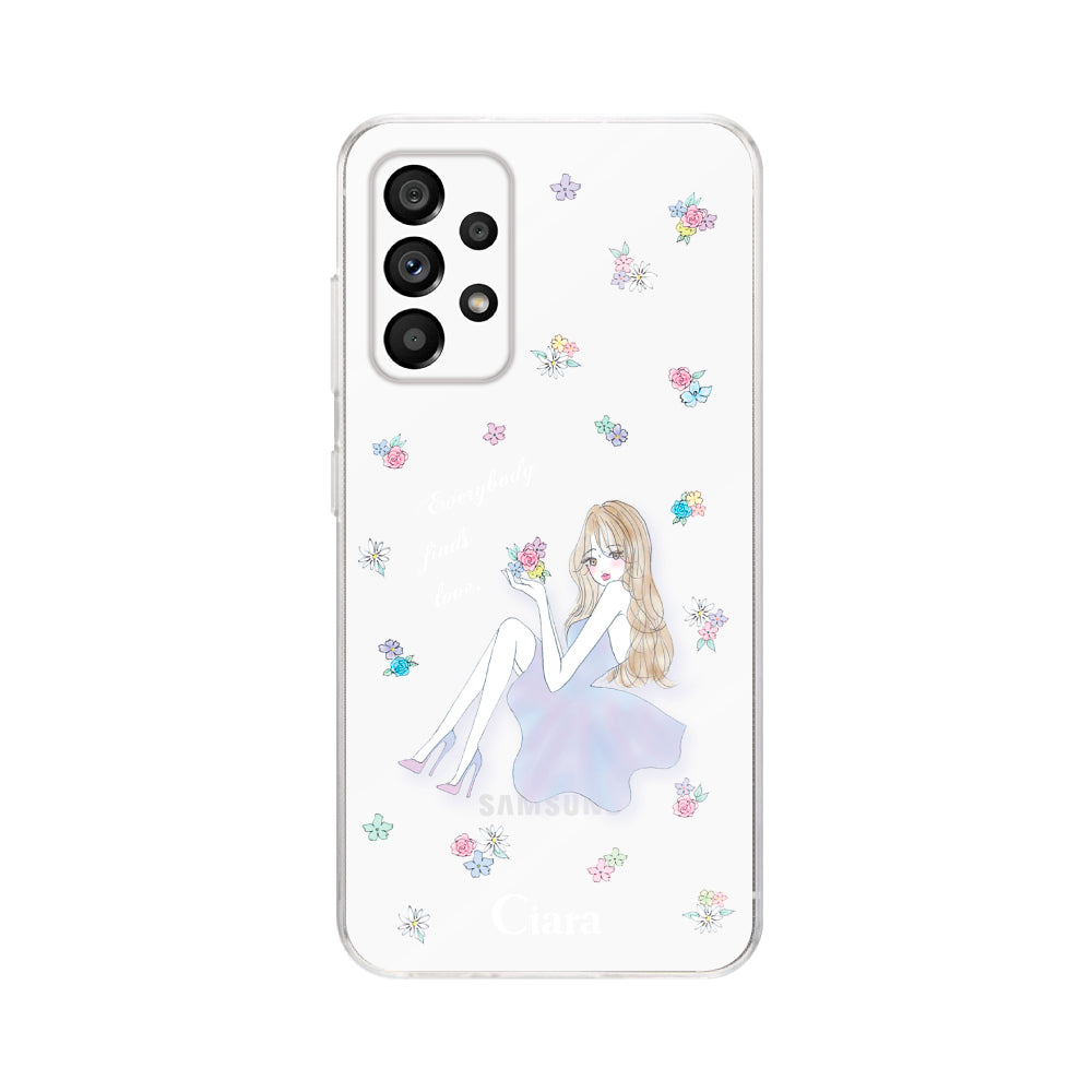 GalaxyA53ケース クリアケース ラベンダーガール クリア