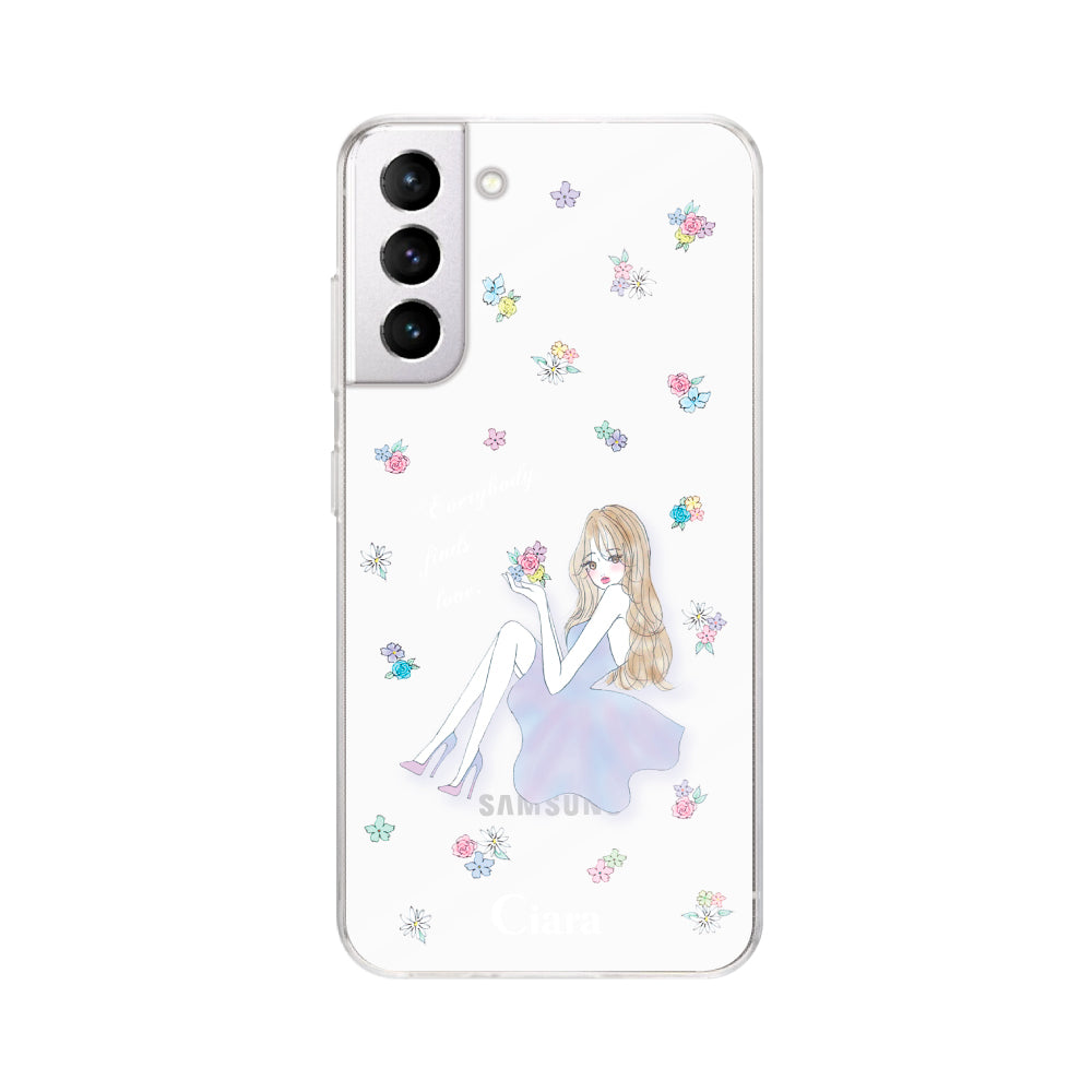 GalaxyS21ケース クリアケース ラベンダーガール クリア