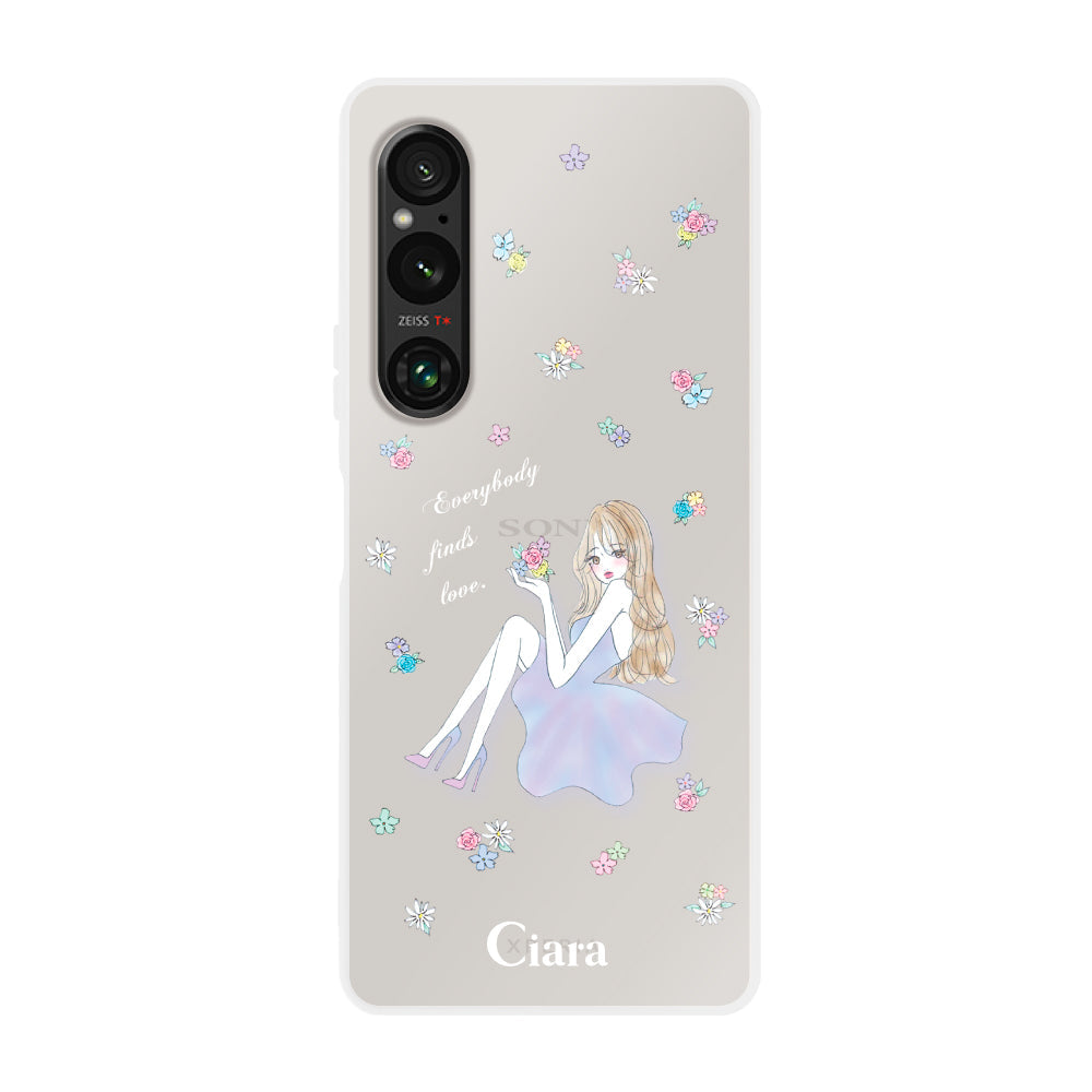 Xperia1Ⅴケース クリアケース ラベンダーガール クリア