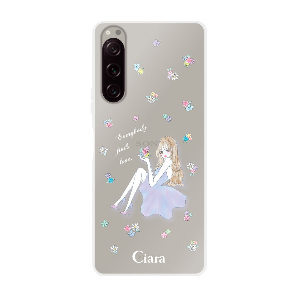 Xperia5Ⅲケース クリアケース ラベンダーガール クリア