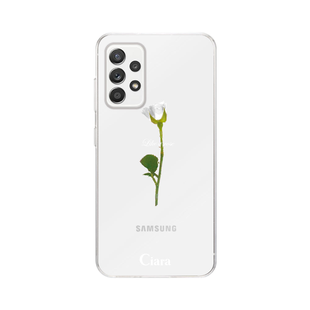 GalaxyA52ケース クリアケース ウォーターローズ ホワイト