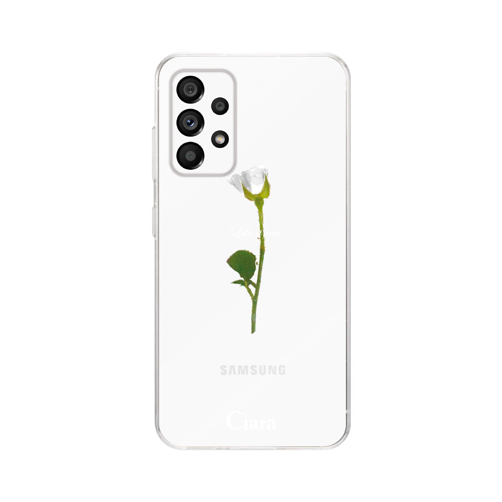 GalaxyA53ケース クリアケース ウォーターローズ ホワイト