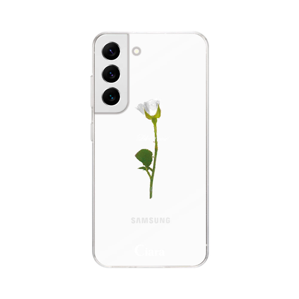 GalaxyS22ケース クリアケース ウォーターローズ ホワイト