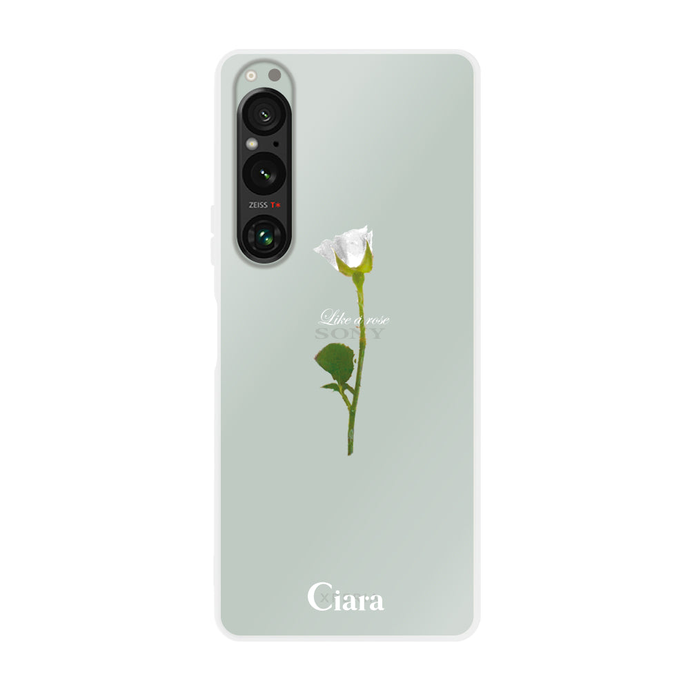 Xperia1Ⅳケース クリアケース ウォーターローズ ホワイト