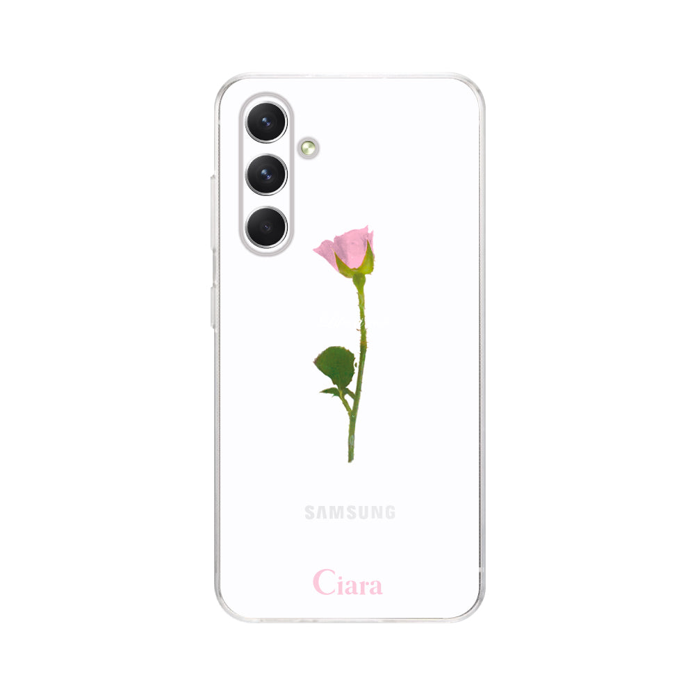 GalaxyA54ケース クリアケース ウォーターローズ ピンク