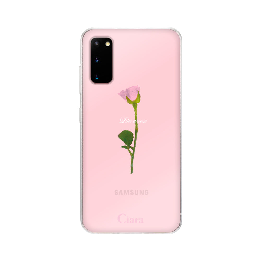 GalaxyS20ケース クリアケース ウォーターローズ ピンク