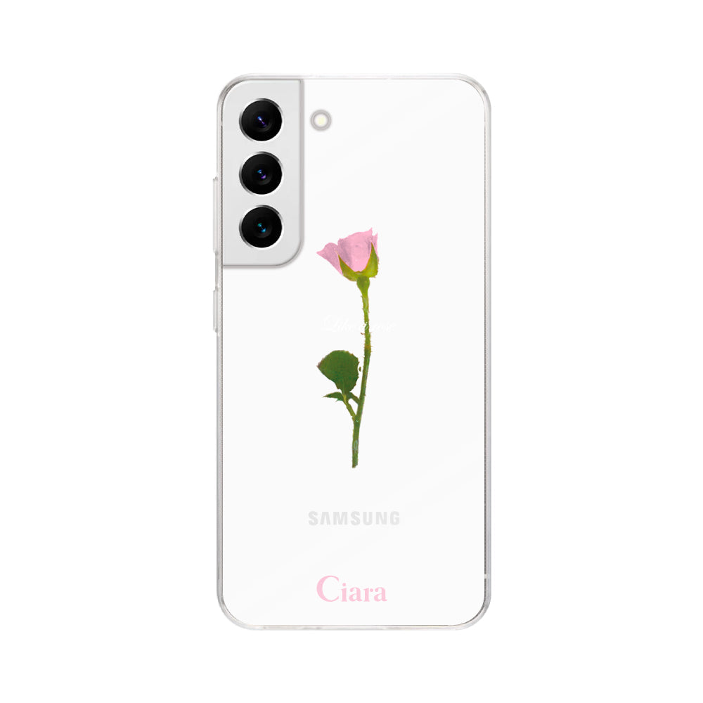 GalaxyS22ケース クリアケース ウォーターローズ ピンク