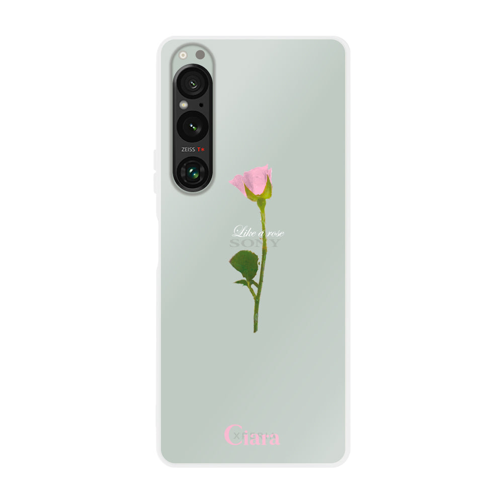 Xperia1Ⅳケース クリアケース ウォーターローズ ピンク