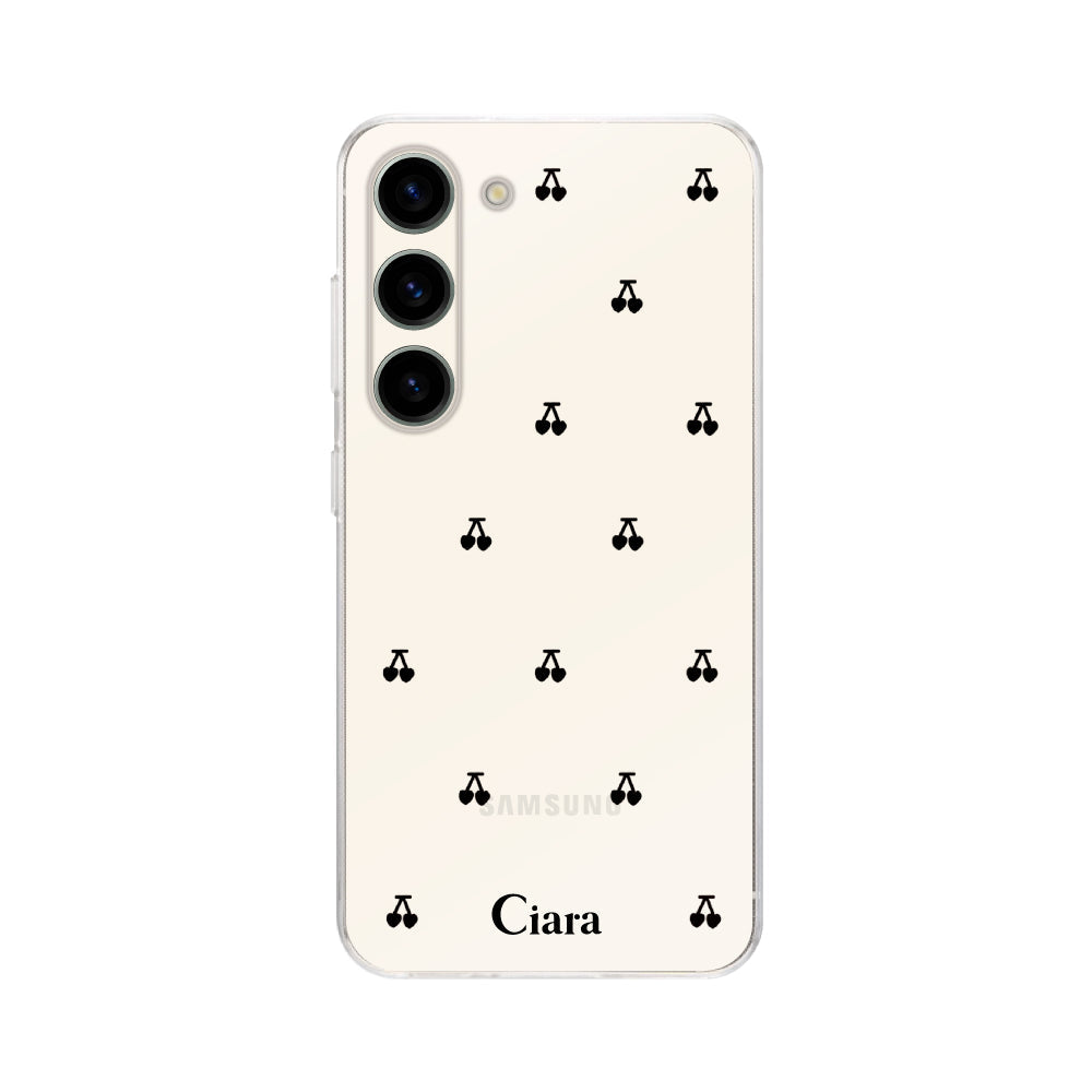 GalaxyS23ケース クリアケース タイニーチェリー ブラック