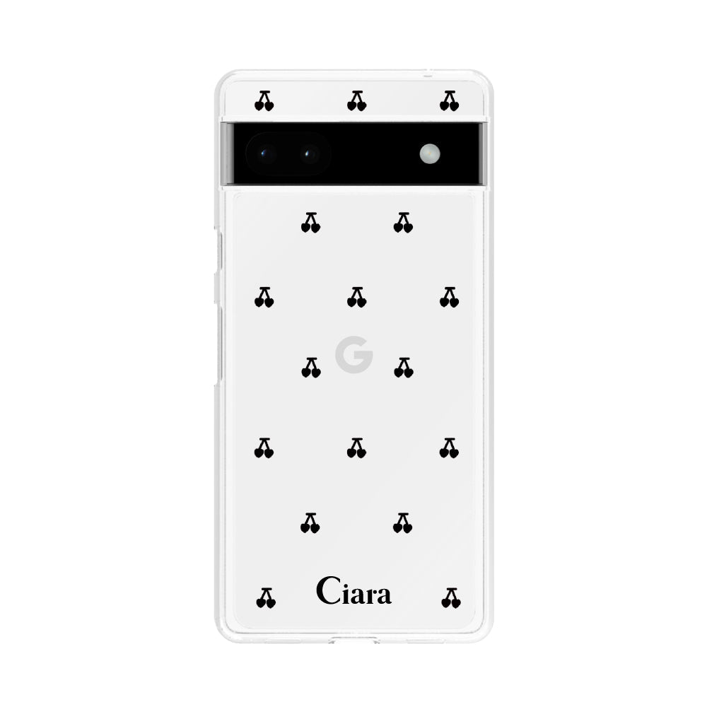 GooglePixel6aケース クリアケース タイニーチェリー ブラック