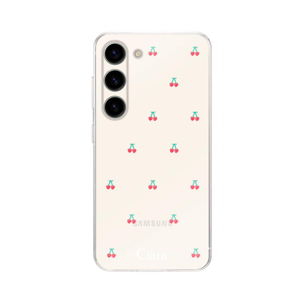 GalaxyS23ケース クリアケース タイニーチェリー レッド