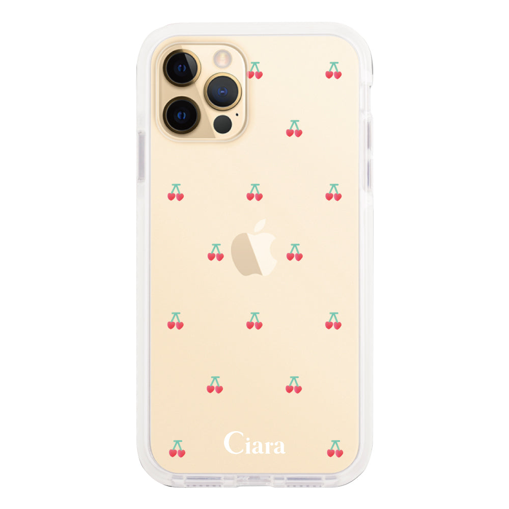 iPhone11Proケース クッションバンパー 耐衝撃クリアケース タイニーチェリー レッド