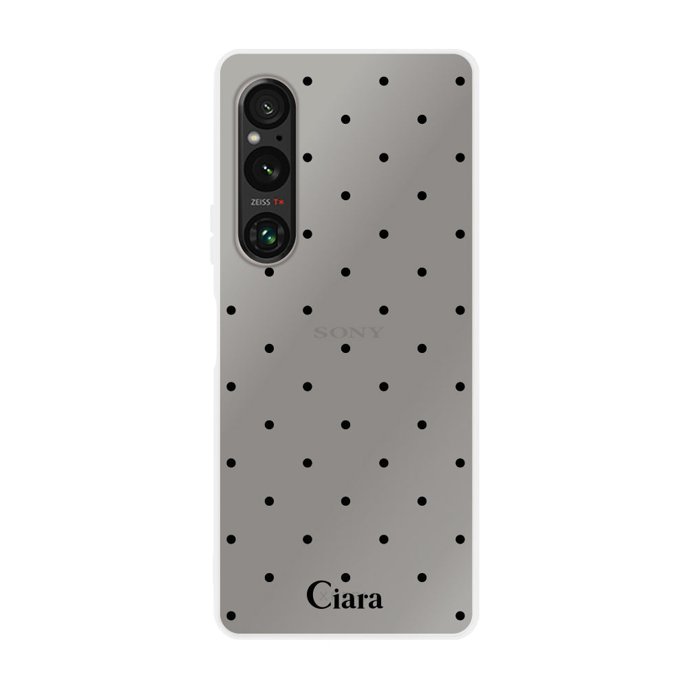 Xperia1Ⅴケース クリアケース スウィートドット ブラック