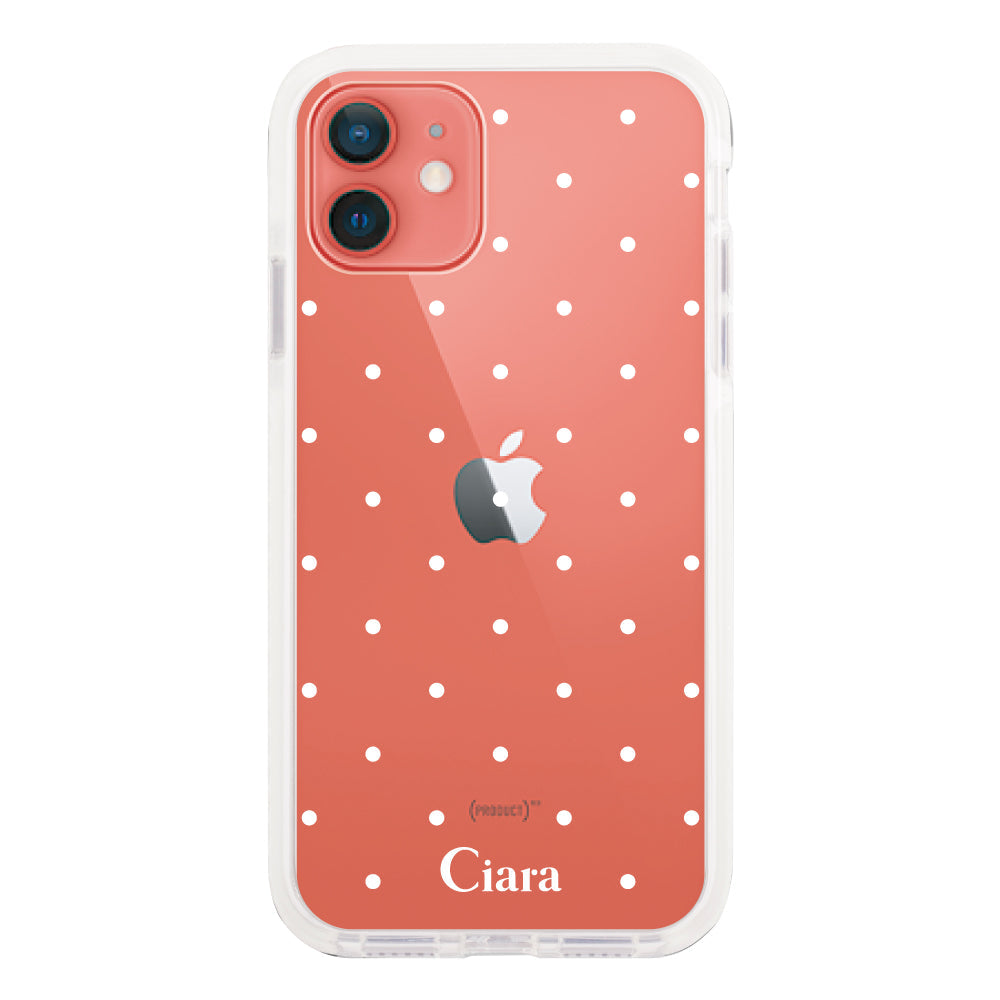 iPhone11ケース クッションバンパー 耐衝撃クリアケース スウィートドット ホワイト