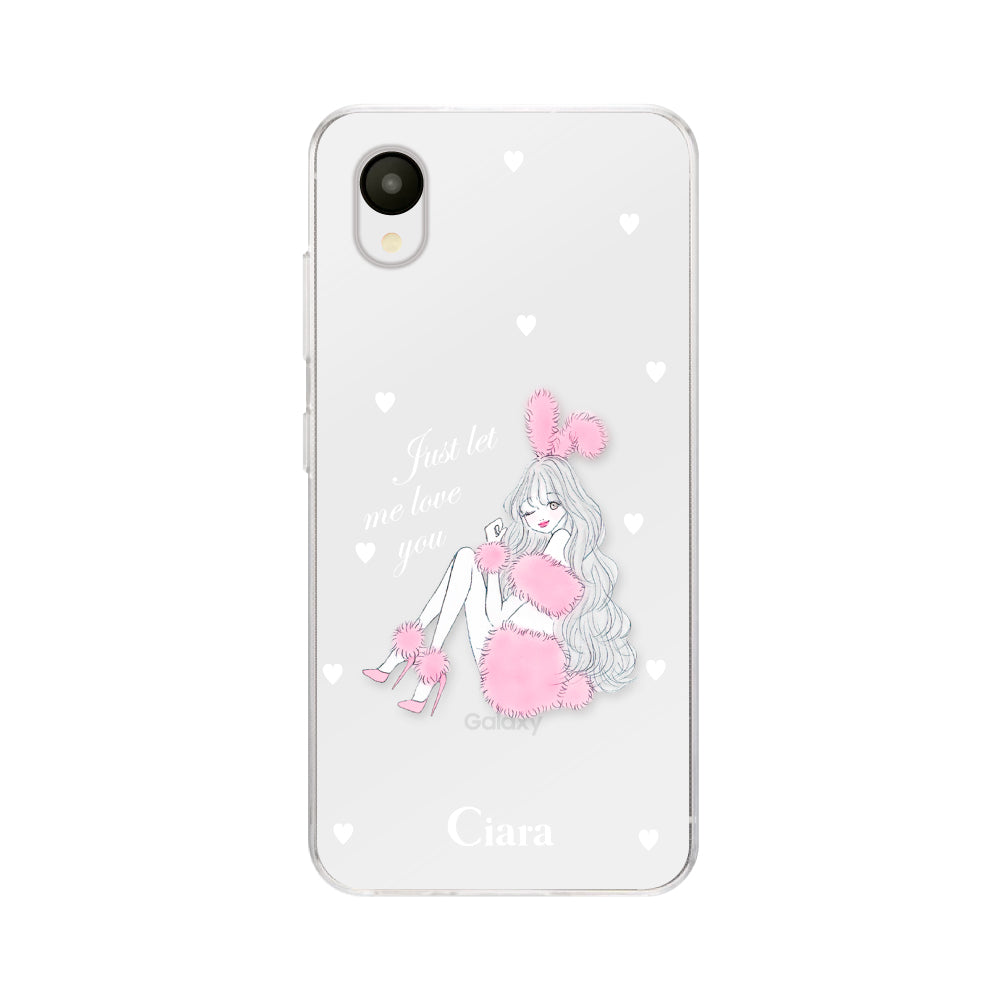 GalaxyA22ケース クリアケース ピンクバニー クリア