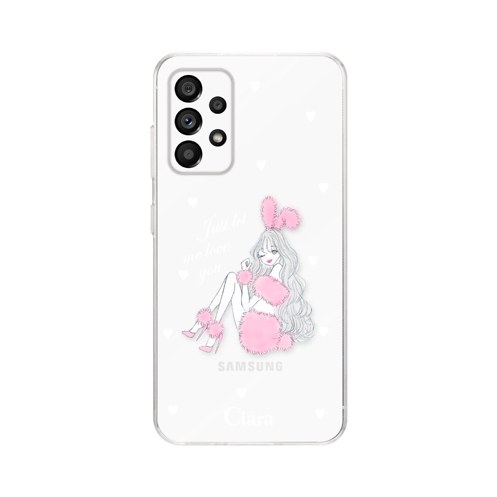 GalaxyA53ケース クリアケース ピンクバニー クリア