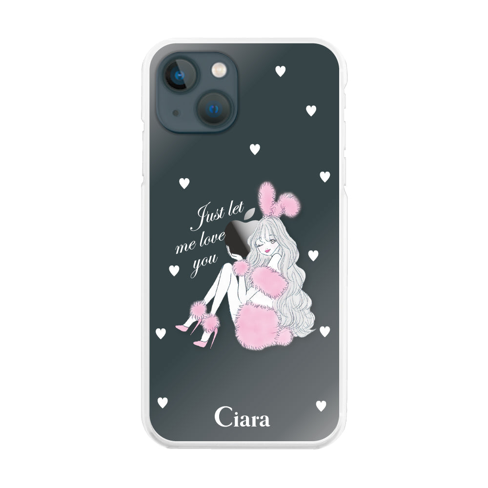 iPhone13mini ハイブリッド クリアケース ピンクバニー クリア