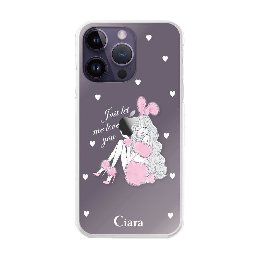 iPhone14ProMax ハイブリッド クリアケース ピンクバニー クリア