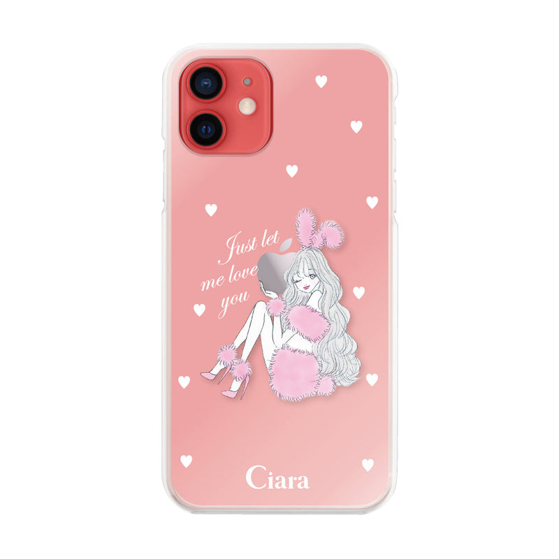 iPhoneケース ハイブリッド クリアケース ピンクバニー