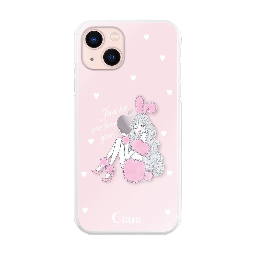 iPhone13 ハイブリッド クリアケース ピンクバニー ピンク