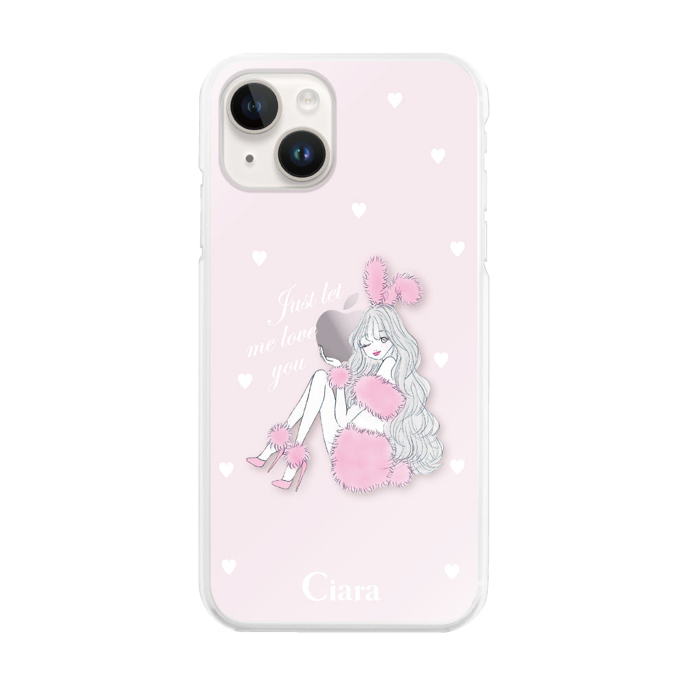 iPhone14 ハイブリッド クリアケース ピンクバニー ピンク