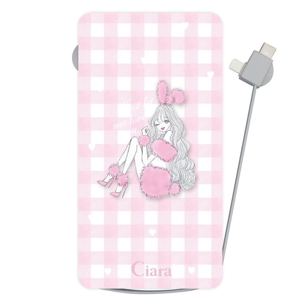モバイルバッテリー モバイルバッテリー ピンクバニー ピンクチェック