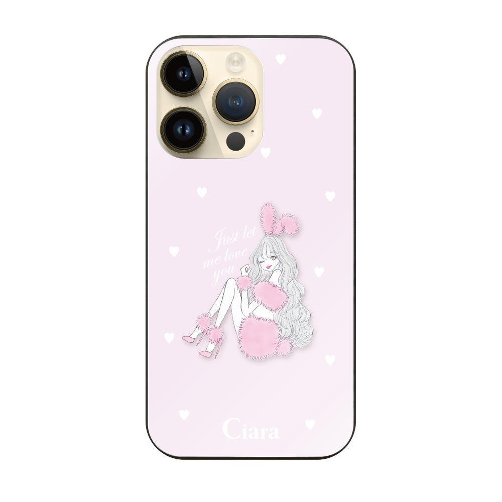 iPhone14Pro ガラス 強化ガラスケース ピンクバニー ピンク