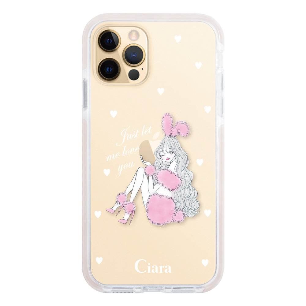 iPhone11ProMaxケース クッションバンパー 耐衝撃クリアケース ピンクバニー ピンク