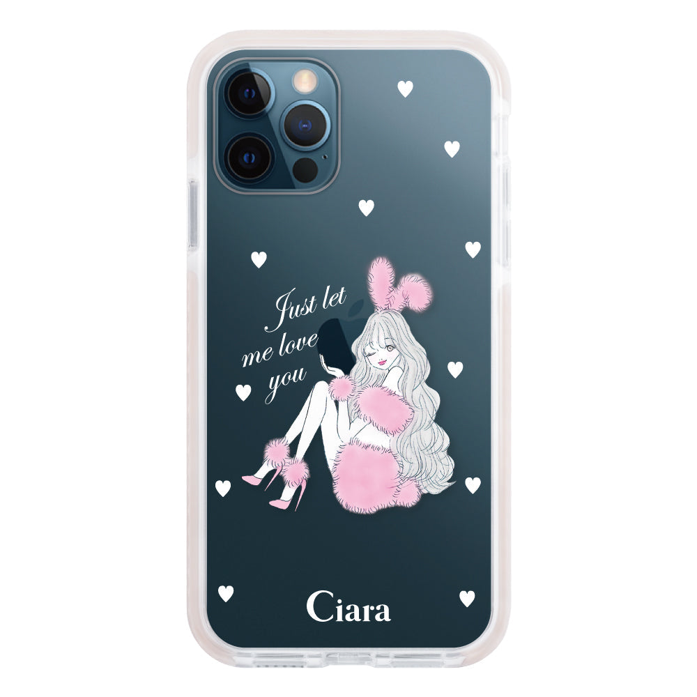 iPhone12ProMaxケース クッションバンパー 耐衝撃クリアケース ピンクバニー ピンク