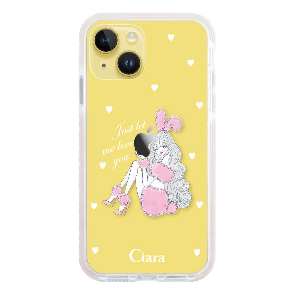 iPhone14Plusケース クッションバンパー 耐衝撃クリアケース ピンクバニー ピンク