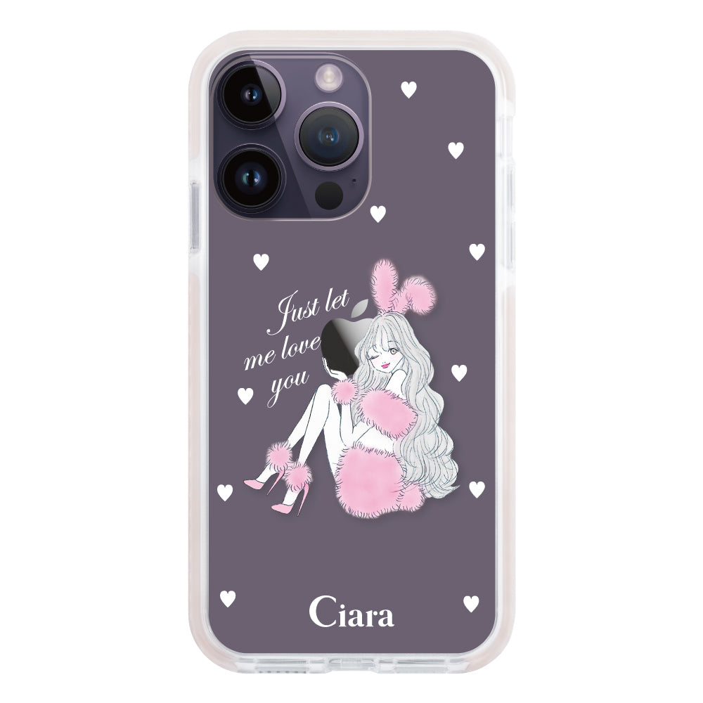 iPhone14ProMaxケース クッションバンパー 耐衝撃クリアケース ピンクバニー ピンク